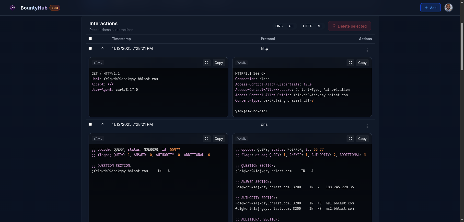Bhlast HTTP interaction