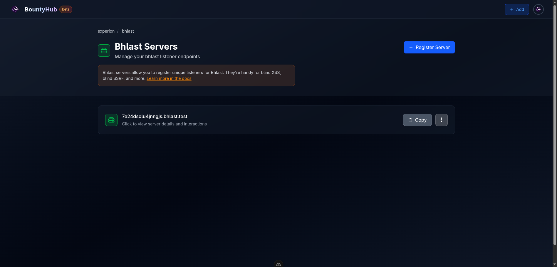 Bhlast server provisioned successfully